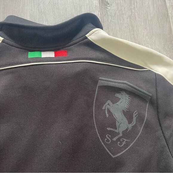 Puma Ferrari Scuderia Black Full Zip Up Racing Track Jacket Mens Medium - Picture 3 of 6